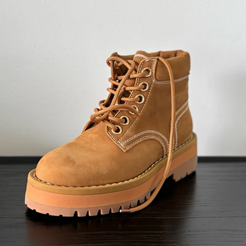 UNITYPUREMAX™ Nordic Minimalist Khaki Cow Leather Winter Snow Boots for Women 6