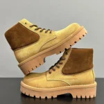 Men's Yellow & Brown Suede Leather Safety Boots | Handmade Platform | UNITYPUREMAX™ 2
