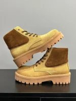 Men's Yellow & Brown Suede Leather Safety Boots | Handmade Platform | UNITYPUREMAX™ 2