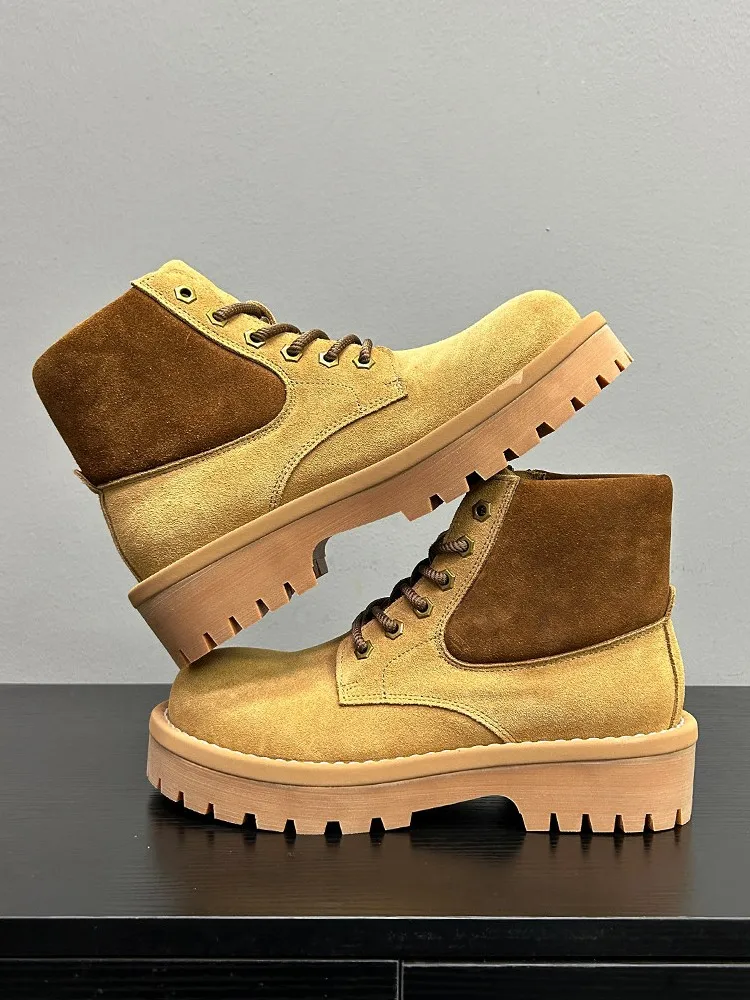 Men's Yellow & Brown Suede Leather Safety Boots | Handmade Platform | UNITYPUREMAX™ 2 Men's Yellow & Brown Suede Leather Safety Boots | Handmade Platform | UNITYPUREMAX™ 2