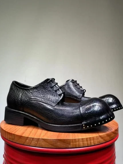 Men's Handcrafted Premium Pebbled Cowhide Derby Shoes | Silver Stud Sole | Business Wedding | UNITYPUREMAXâ„¢ 2