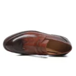 Hand-Washed Cowhide Casual Dress Shoes Men Business Wedding Shoes Wrinkled Thick-Soled Genuine Leather Slip-On Loafers 14