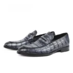 Men's 100% Genuine Gray Crocodile Skin Penny Loafer Shoes | Waterproof Luxury | UNITYPUREMAX™ 5
