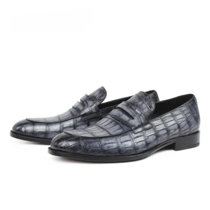 Men's 100% Genuine Gray Crocodile Skin Penny Loafer Shoes | Waterproof Luxury | UNITYPUREMAX™ 5