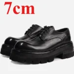 Men's Handmade 100% Genuine Horsehide Derby Shoes | 7cm Platform Height Increasing | UNITYPUREMAX™ 3