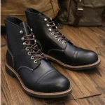 Men's Handmade Genuine Leather Cap-Toe Motorcycle Work Boots | American Retro Heritage | UNITYPUREMAX™ 5