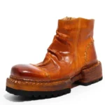 Men's & Women's Handmade 100% Genuine Horse Hip Leather Zip-Up Ankle Boots | Sculptural Ruched | UNITYPUREMAX™ 2