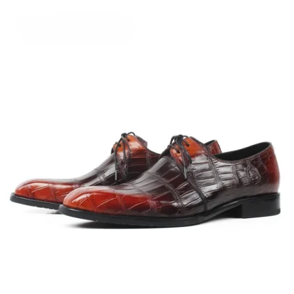 Men's 100% Genuine Red Gradient Crocodile Skin Derby Shoes | Formal Luxury | UNITYPUREMAX™ 6
