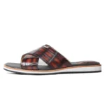 Men's Brown Crocodile Leather Slippers | Genuine Exotic Leather | UNITYPUREMAX™ 1