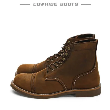 Men's Handmade Genuine Leather Cap-Toe Motorcycle Work Boots | American Retro Heritage | UNITYPUREMAXâ„¢ 1