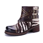 Women's Zebra Pony Hair Ankle Boots | Handmade Leather | UNITYPUREMAX™ 6