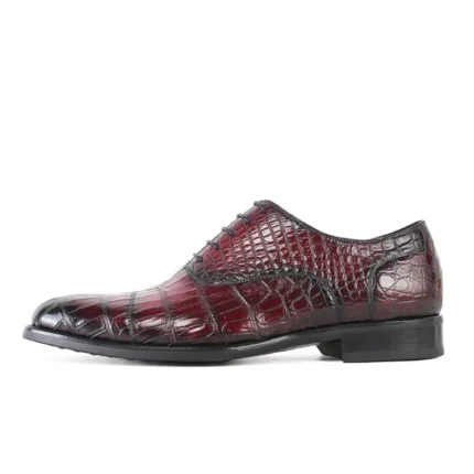 Men's 100% Genuine Burgundy Crocodile Skin Oxford Shoes | Waterproof Luxury | UNITYPUREMAX™ 1