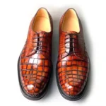Men's 100% Genuine Orange Cognac Crocodile Skin Oxford Shoes | Silver Stud Sole | UNITYPUREMAX™ 2