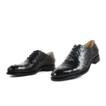 Men's 100% Genuine Black Ostrich Skin Oxford Shoes | Premium Exotic Leather | UNITYPUREMAX™ 3