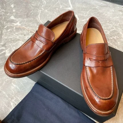 Men's Handmade Premium Cowhide Leather Penny Loafer Shoes | Fully Handcrafted | Black & Brown | UNITYPUREMAX™ 2