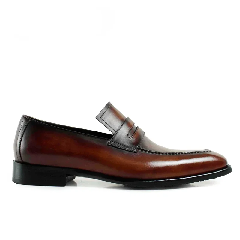 Men's Genuine Leather Penny Loafer Shoes | Striped Keeper Strap | UNITYPUREMAX™ Men's Genuine Leather Penny Loafer Shoes | Striped Keeper Strap | UNITYPUREMAX™