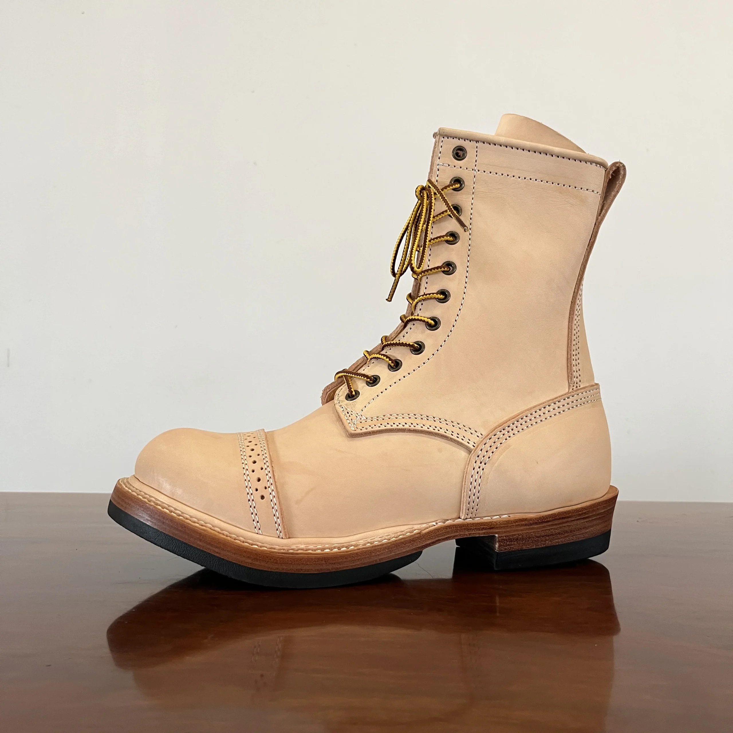 Men's Handmade Italian Vegetable-Tanned Leather Boots | Goodyear Welt Brogue Cap Toe | UNITYPUREMAX™ 1 Men's Handmade Italian Vegetable-Tanned Leather Boots | Goodyear Welt Brogue Cap Toe | UNITYPUREMAX™ 1