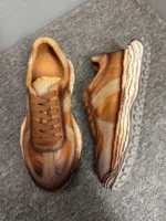 Men's Genuine Leather Mixed Material Platform Trainers | Sculptural Wave Sole | UNITYPUREMAX™ 4