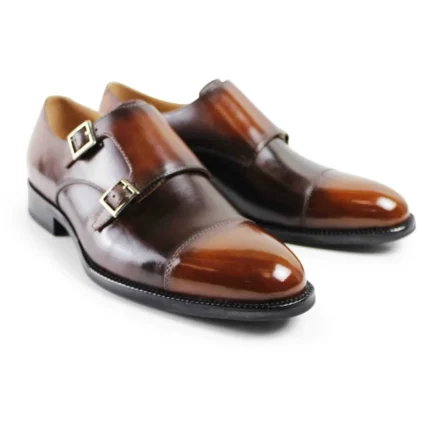 Men's Cognac Brown Monk Strap Shoes | Premium Genuine Leather | UNITYPUREMAX™ 1