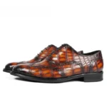 Men's 100% Genuine Orange-Brown Crocodile Skin Quarter Brogue Oxford Shoes | Waterproof Luxury | UNITYPUREMAX™ 5