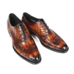 Men's 100% Genuine Orange-Brown Crocodile Skin Quarter Brogue Oxford Shoes | Waterproof Luxury | UNITYPUREMAX™ 2