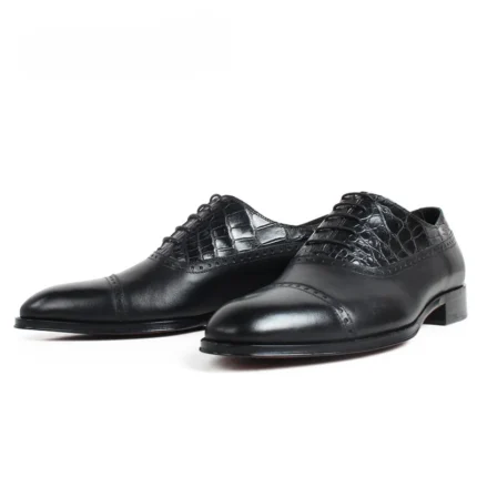 Men's 100% Genuine Black Crocodile Leather Oxford Shoes | Waterproof Luxury | UNITYPUREMAX™ 5