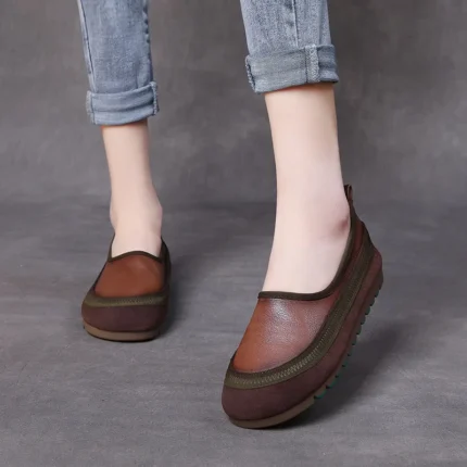 Women's Premium Cowhide Leather Soft-Sole Comfort Flats | Flexible Two-Tone Casual | UNITYPUREMAXâ„¢ 2