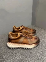 Men's Genuine Leather Mixed Material Platform Trainers | Sculptural Wave Sole | UNITYPUREMAX™ 2