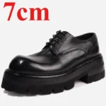 Men's Handmade 100% Genuine Horsehide Derby Shoes | 7cm Platform Height Increasing | UNITYPUREMAX™ 2