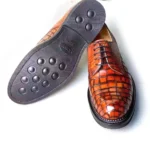 Men's 100% Genuine Orange Cognac Crocodile Skin Oxford Shoes | Silver Stud Sole | UNITYPUREMAX™ 3