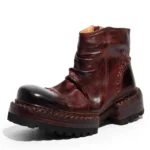 Men's & Women's Handmade 100% Genuine Horse Hip Leather Zip-Up Ankle Boots | Sculptural Ruched | UNITYPUREMAX™ 1