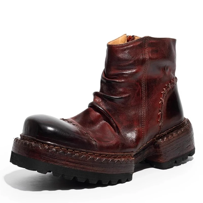 Men's & Women's Handmade 100% Genuine Horse Hip Leather Zip-Up Ankle Boots | Sculptural Ruched | UNITYPUREMAX™ 1 Men's & Women's Handmade 100% Genuine Horse Hip Leather Zip-Up Ankle Boots | Sculptural Ruched | UNITYPUREMAX™ 1