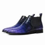 Men's 100% Genuine Blue Crocodile Skin Chelsea Boots | Purple Gradient Luxury | UNITYPUREMAX™ 5