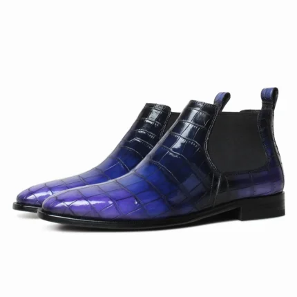 Men's 100% Genuine Blue Crocodile Skin Chelsea Boots | Purple Gradient Luxury | UNITYPUREMAX™ 5