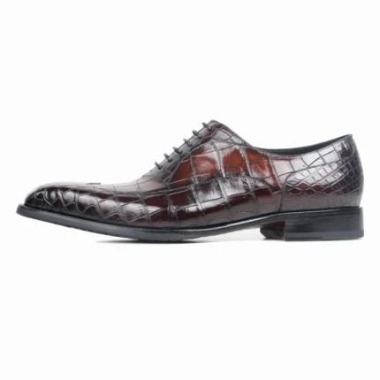 Men's 100% Genuine Burgundy Crocodile Skin Plain Toe Oxford Shoes | Waterproof Formal | UNITYPUREMAX™ 1