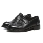 Hand-Washed Cowhide Casual Dress Shoes Men Business Wedding Shoes Wrinkled Thick-Soled Genuine Leather Slip-On Loafers 19