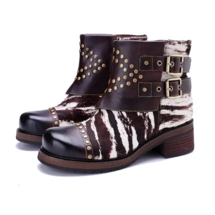 Women's Zebra Pony Hair Ankle Boots | Handmade Leather | UNITYPUREMAX™ 1