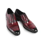 Men's 100% Genuine Burgundy Crocodile Skin Oxford Shoes | Waterproof Luxury | UNITYPUREMAX™ 3