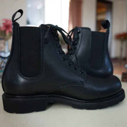 Men's Genuine Leather Hybrid Chelsea Lace-Up Motorcycle Boots | Goodyear Welt Green | UNITYPUREMAX™ 2