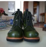 Men's Genuine Leather Hybrid Chelsea Lace-Up Motorcycle Boots | Goodyear Welt Green | UNITYPUREMAX™ 5
