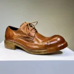 Genuine Men's Handmade Cowhide Leather Derby Shoes | Distressed Bulbous Toe Stud Sole | UNITYPUREMAX™