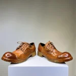 Men's Handmade Genuine Cowhide Leather Derby Shoes | Distressed Bulbous Toe Stud Sole | UNITYPUREMAX™ 2