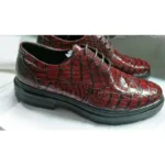 Men's 100% Genuine Crocodile Skin Derby Shoes | Burgundy Luxury Platform Casual | UNITYPUREMAX™ 3