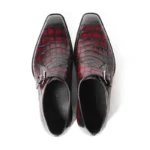 Men's 100% Genuine Wine Red Crocodile Skin Single Monk Strap Shoes | Waterproof Luxury | UNITYPUREMAX™ 3