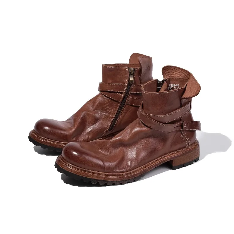 Men's Handmade 100% Genuine Horsehide Zip-Up Motorcycle Boots | British Retro Workwear | UNITYPUREMAX™ 1 Men's Handmade 100% Genuine Horsehide Zip-Up Motorcycle Boots | British Retro Workwear | UNITYPUREMAX™ 1