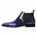 Men's 100% Genuine Blue Crocodile Skin Chelsea Boots | Purple Gradient Luxury | UNITYPUREMAX™ 1