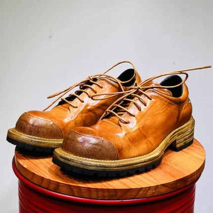 Men's Handmade 100% Genuine Horsehide Derby Shoes | Vintage Washed Distressed Thick Sole | UNITYPUREMAXâ„¢ 2