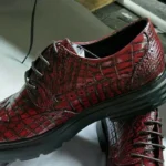 Men's 100% Genuine Crocodile Skin Derby Shoes | Burgundy Luxury Platform Casual | UNITYPUREMAX™ 4