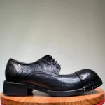 Handcrafted Premium Men's Pebbled Cowhide Derby Shoes | Silver Stud Sole | Business Wedding | UNITYPUREMAX™