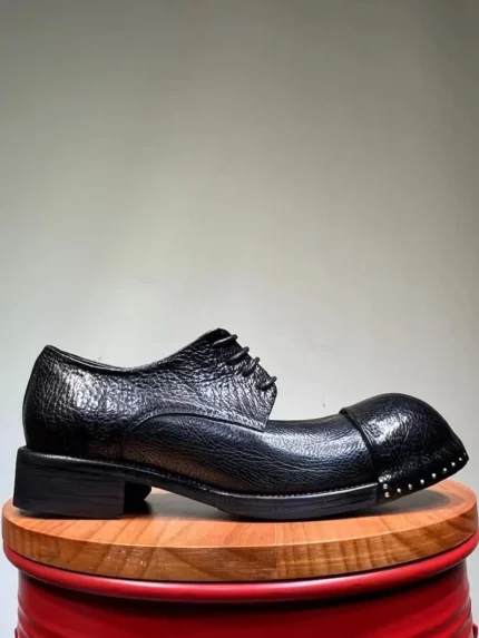 Handcrafted Premium Men's Pebbled Cowhide Derby Shoes | Silver Stud Sole | Business Wedding | UNITYPUREMAX™